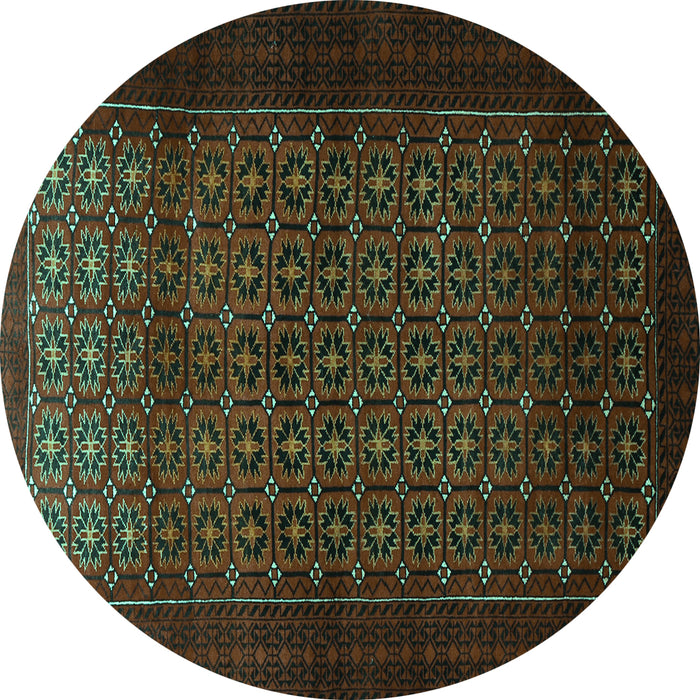 Round Persian Turquoise Traditional Rug, tr1801turq