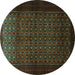 Round Persian Turquoise Traditional Rug, tr1801turq