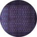 Round Persian Blue Traditional Rug, tr1801blu