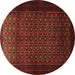 Round Machine Washable Persian Brown Traditional Rug, wshtr1801brn