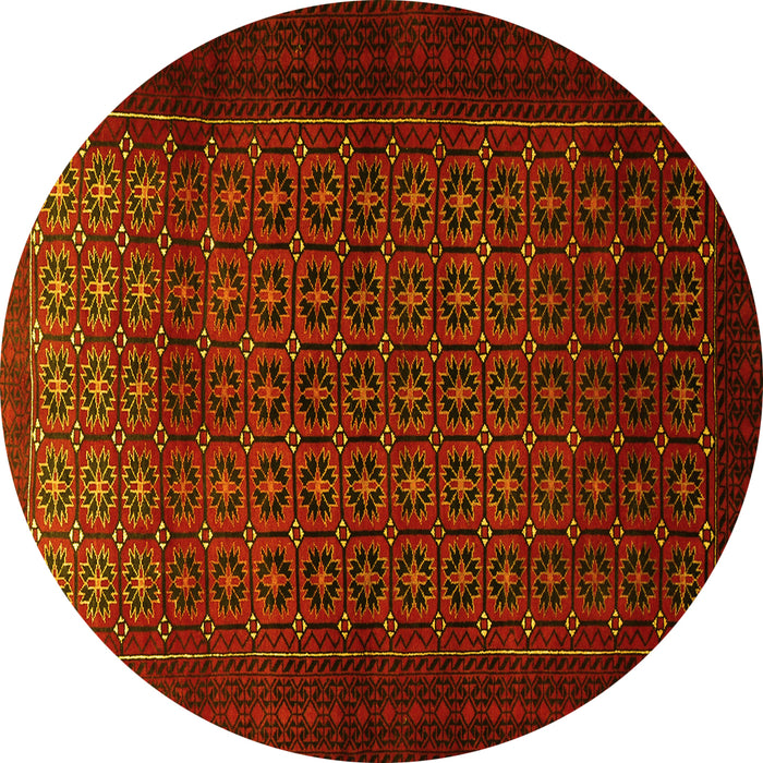 Round Machine Washable Persian Yellow Traditional Rug, wshtr1801yw