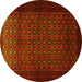 Round Machine Washable Persian Yellow Traditional Rug, wshtr1801yw