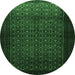 Round Persian Emerald Green Traditional Rug, tr1801emgrn