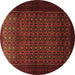 Round Persian Brown Traditional Rug, tr1801brn