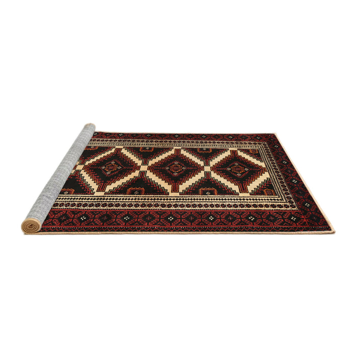 Sideview of Machine Washable Traditional Brown Rug, wshtr1802