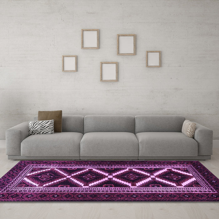 Machine Washable Persian Purple Traditional Area Rugs in a Living Room, wshtr1802pur