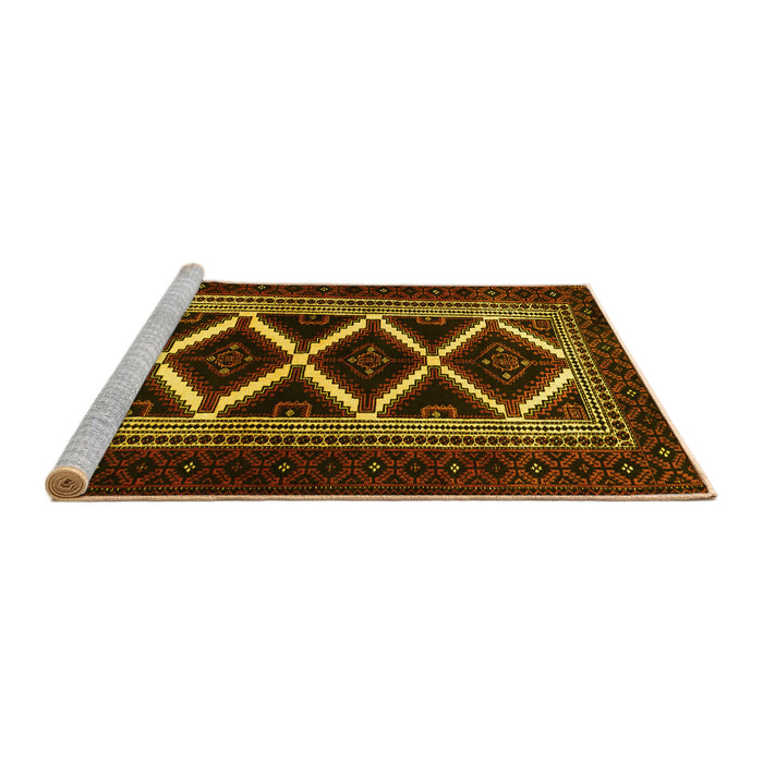 Sideview of Machine Washable Persian Yellow Traditional Rug, wshtr1802yw