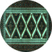 Round Persian Turquoise Traditional Rug, tr1802turq