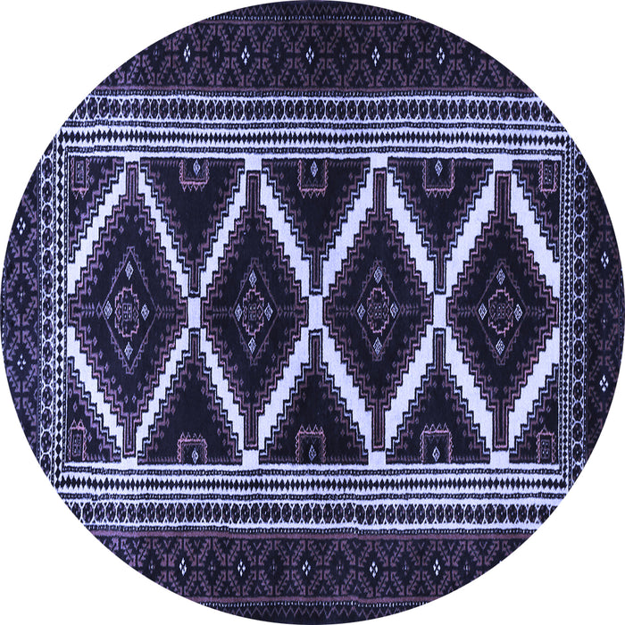 Round Machine Washable Persian Blue Traditional Rug, wshtr1802blu