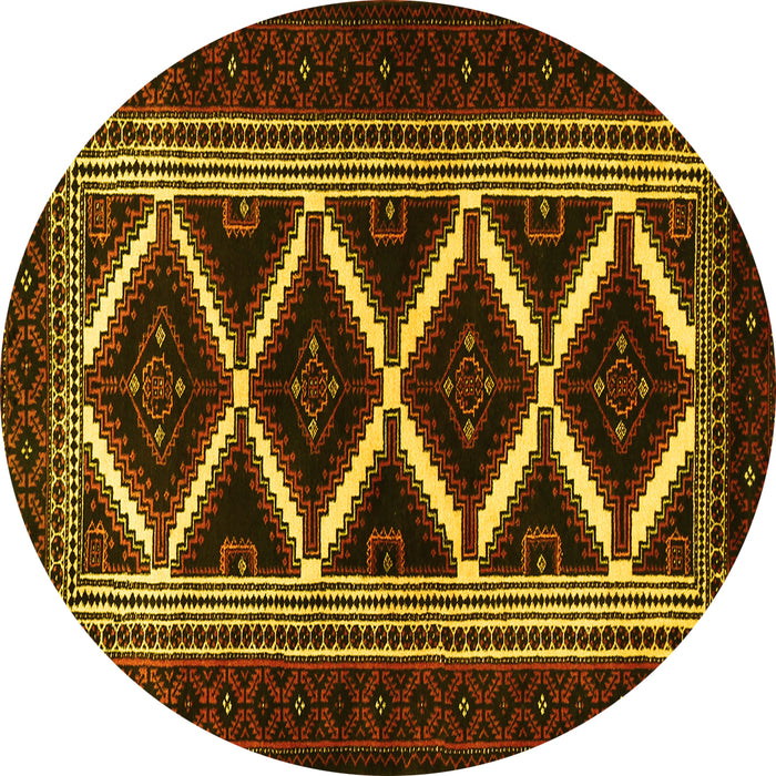 Round Persian Yellow Traditional Rug, tr1802yw