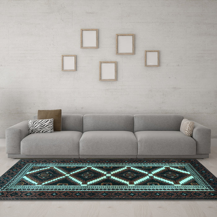 Machine Washable Persian Light Blue Traditional Rug in a Living Room, wshtr1802lblu