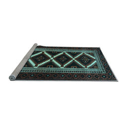 Sideview of Machine Washable Persian Light Blue Traditional Rug, wshtr1802lblu