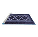 Sideview of Machine Washable Persian Blue Traditional Rug, wshtr1802blu