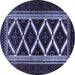 Round Persian Blue Traditional Rug, tr1802blu