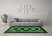 Machine Washable Persian Emerald Green Traditional Area Rugs in a Living Room,, wshtr1802emgrn