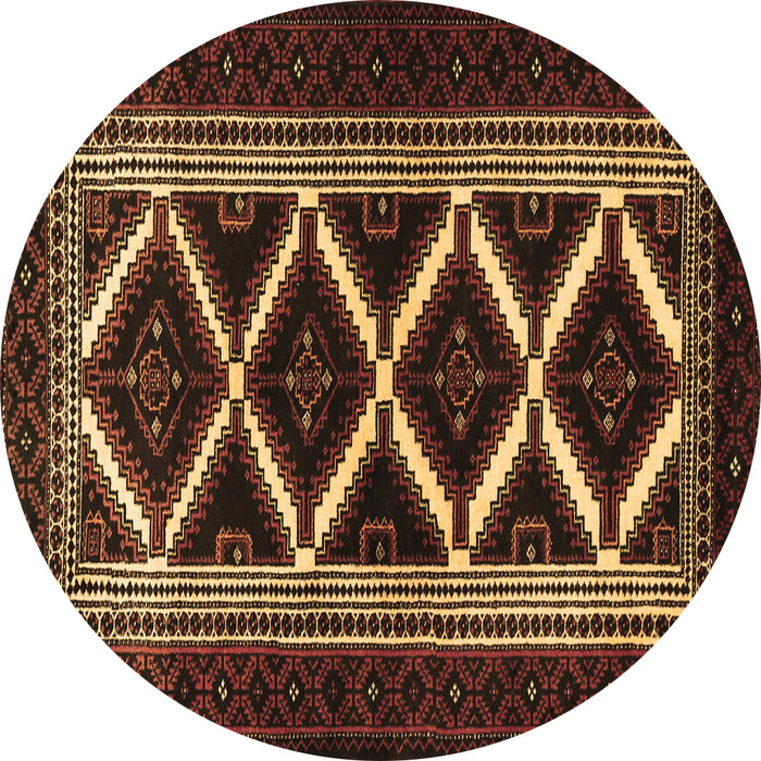 Round Persian Brown Traditional Rug, tr1802brn