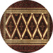 Round Persian Brown Traditional Rug, tr1802brn