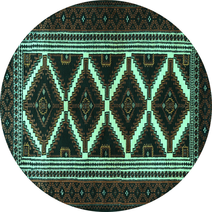 Round Machine Washable Persian Turquoise Traditional Area Rugs, wshtr1802turq