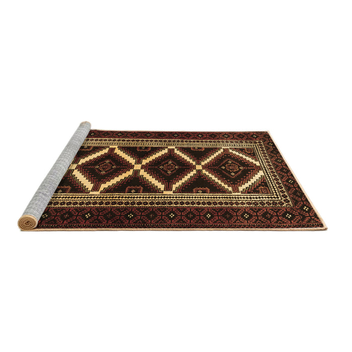 Sideview of Machine Washable Persian Brown Traditional Rug, wshtr1802brn