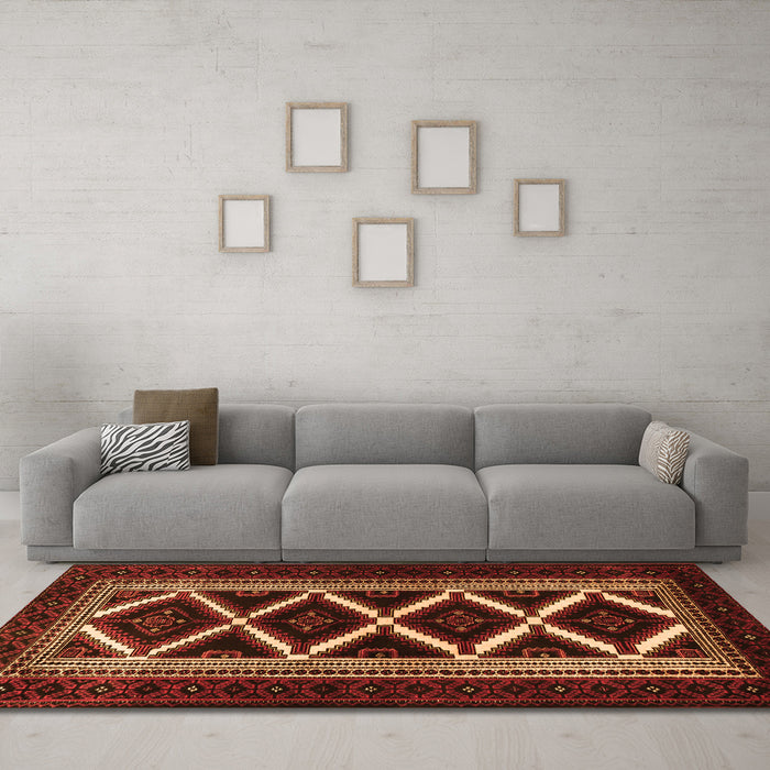 Machine Washable Persian Orange Traditional Area Rugs in a Living Room, wshtr1802org