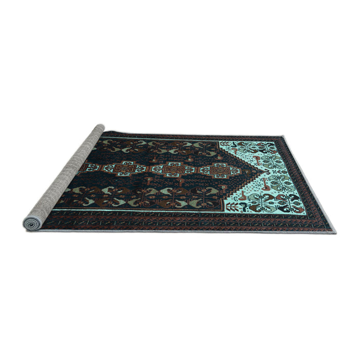 Sideview of Machine Washable Persian Light Blue Traditional Rug, wshtr1803lblu