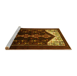 Sideview of Machine Washable Persian Yellow Traditional Rug, wshtr1803yw