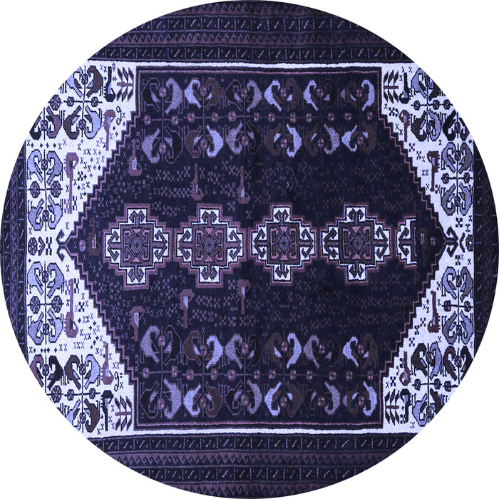 Round Machine Washable Persian Blue Traditional Rug, wshtr1803blu
