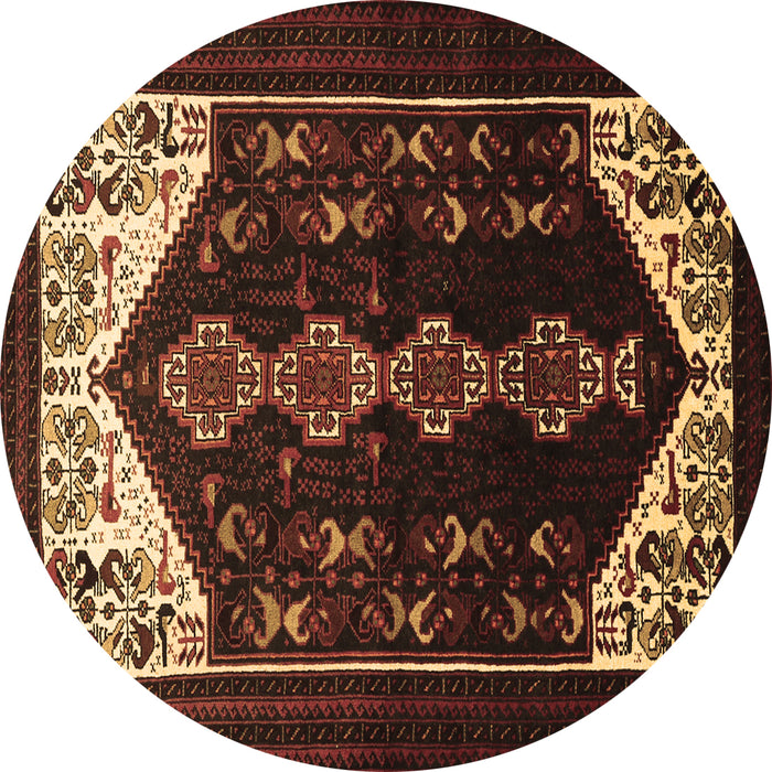 Round Persian Brown Traditional Rug, tr1803brn