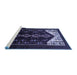 Sideview of Machine Washable Persian Blue Traditional Rug, wshtr1803blu