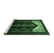 Sideview of Machine Washable Persian Emerald Green Traditional Area Rugs, wshtr1803emgrn