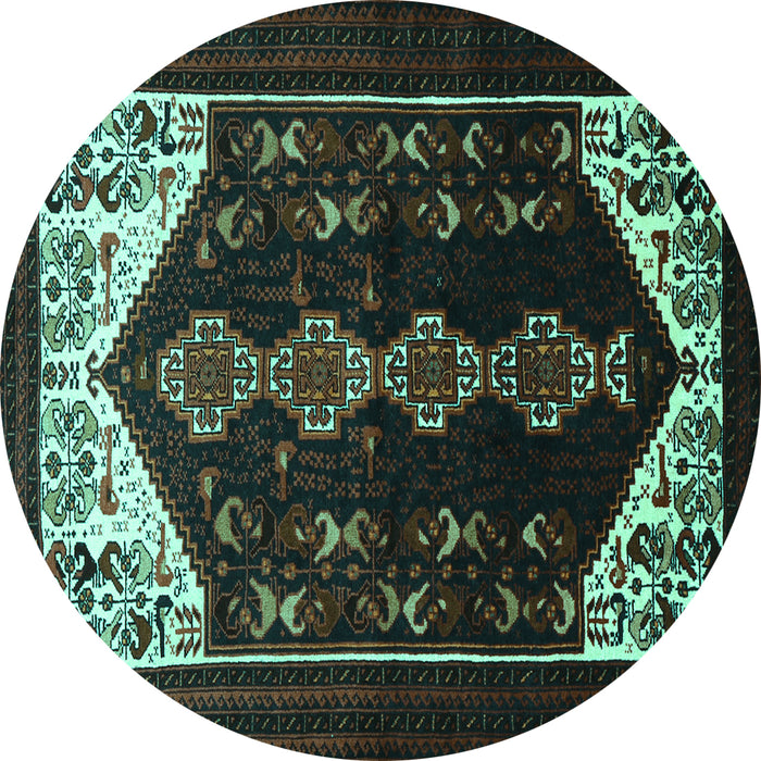 Round Persian Turquoise Traditional Rug, tr1803turq