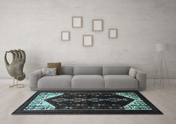 Machine Washable Persian Light Blue Traditional Rug in a Living Room, wshtr1803lblu