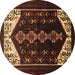 Round Machine Washable Persian Brown Traditional Rug, wshtr1803brn