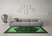Machine Washable Persian Emerald Green Traditional Area Rugs in a Living Room,, wshtr1803emgrn