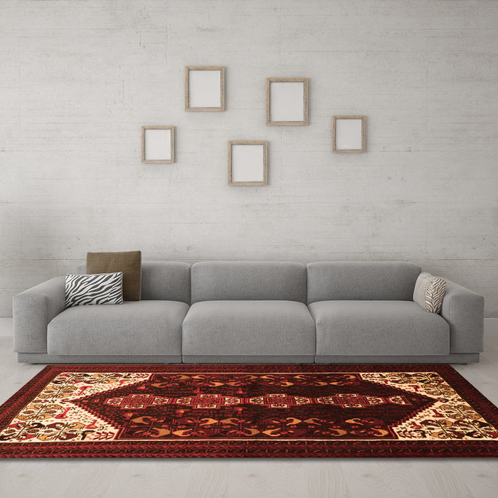 Machine Washable Persian Orange Traditional Area Rugs in a Living Room, wshtr1803org