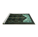 Sideview of Machine Washable Persian Turquoise Traditional Area Rugs, wshtr1803turq