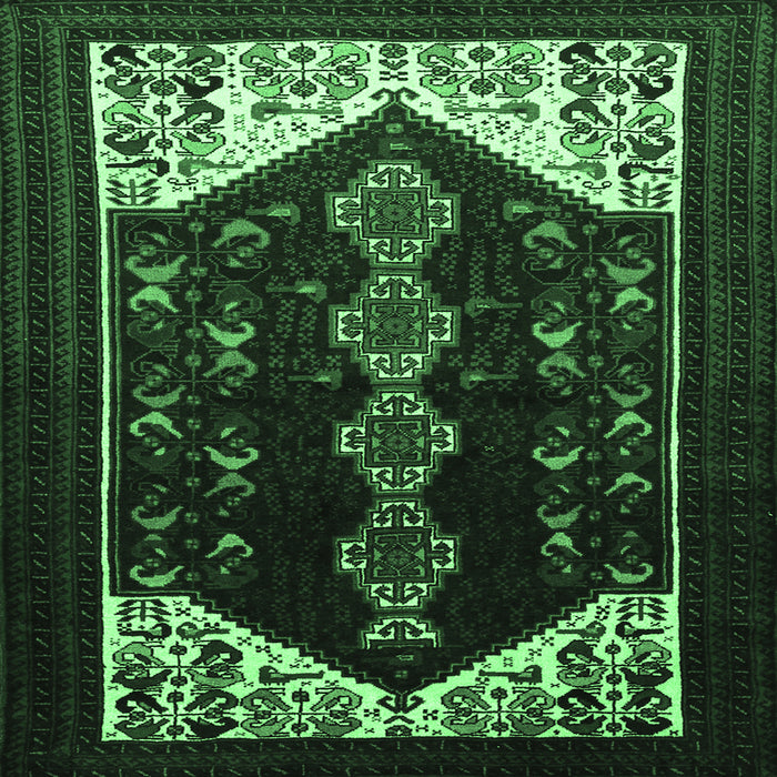Square Persian Emerald Green Traditional Rug, tr1803emgrn