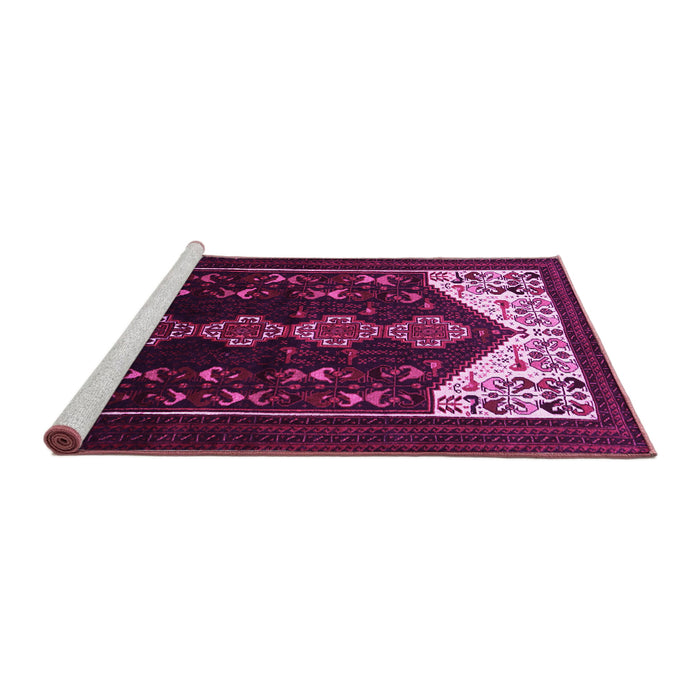 Sideview of Machine Washable Persian Pink Traditional Rug, wshtr1803pnk