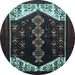 Round Persian Light Blue Traditional Rug, tr1803lblu