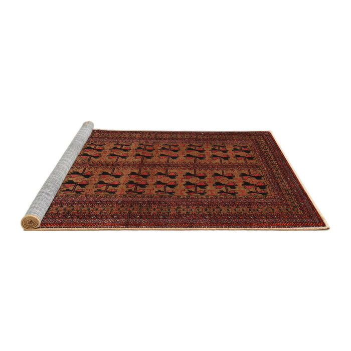 Sideview of Machine Washable Traditional Mahogany Brown Rug, wshtr1804