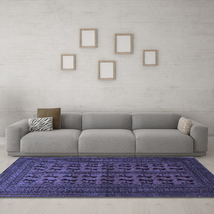 Machine Washable Persian Blue Traditional Rug in a Living Room, wshtr1804blu