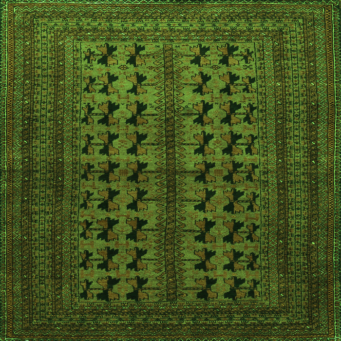 Round Machine Washable Persian Green Traditional Area Rugs, wshtr1804grn
