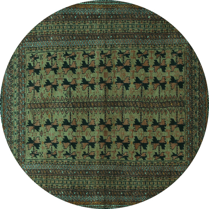 Round Persian Turquoise Traditional Rug, tr1804turq