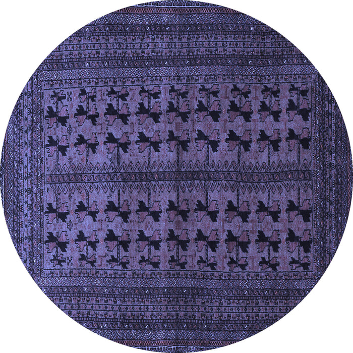 Round Machine Washable Persian Blue Traditional Rug, wshtr1804blu