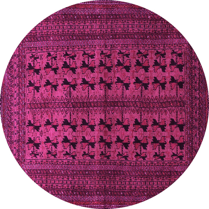 Round Machine Washable Persian Pink Traditional Rug, wshtr1804pnk