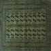 Square Machine Washable Persian Turquoise Traditional Area Rugs, wshtr1804turq