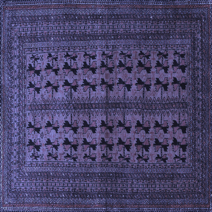 Square Machine Washable Persian Blue Traditional Rug, wshtr1804blu