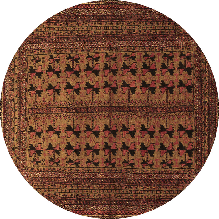Round Machine Washable Persian Brown Traditional Rug, wshtr1804brn