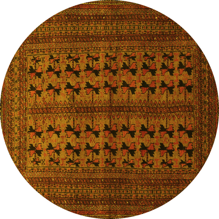 Round Machine Washable Persian Yellow Traditional Rug, wshtr1804yw