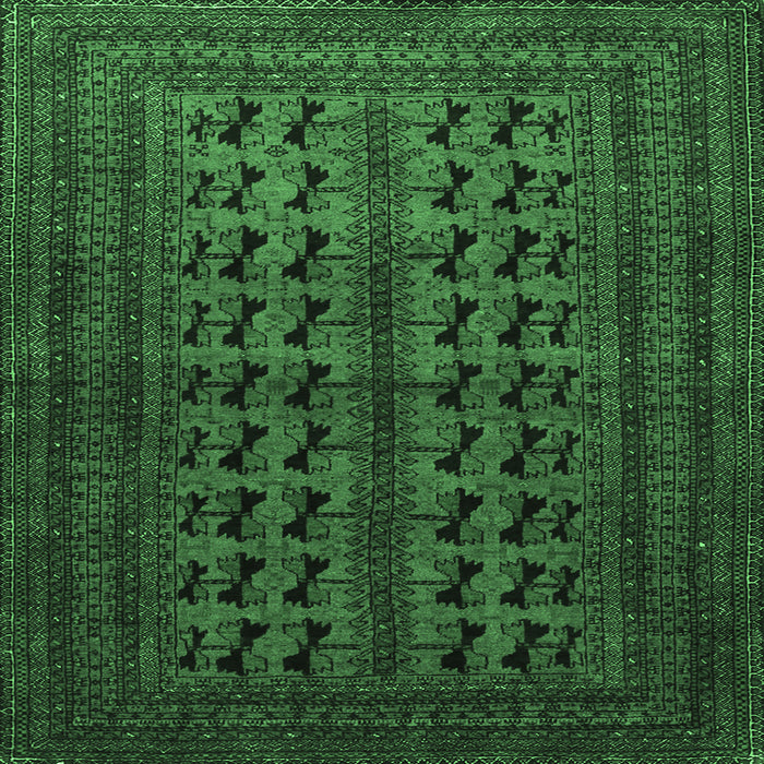Square Machine Washable Persian Emerald Green Traditional Area Rugs, wshtr1804emgrn